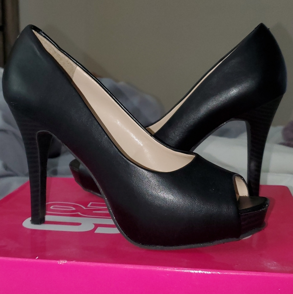 Black Peep Toe Pumps